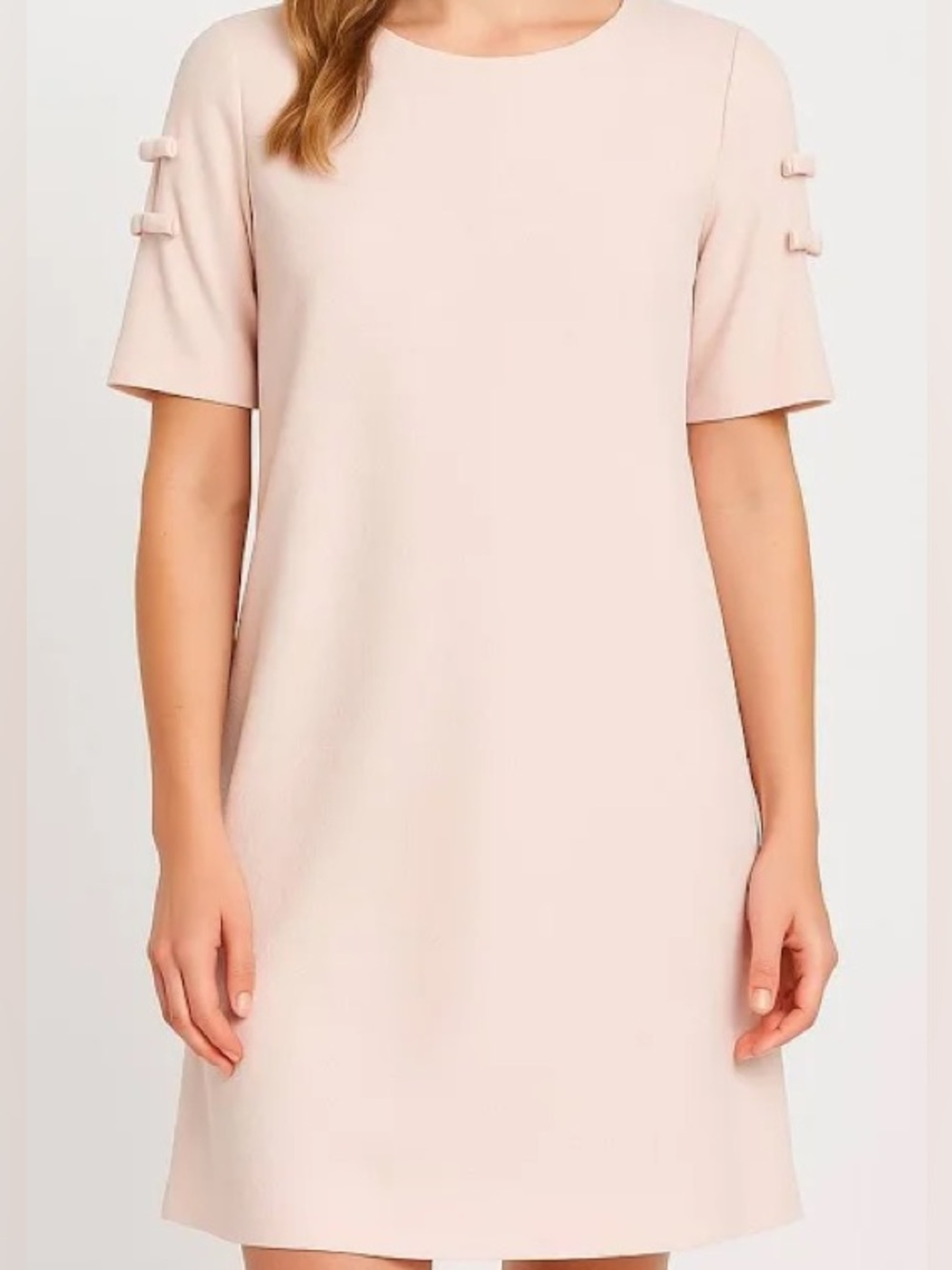 VINCE CAMUTO BLUSH PINK SHIFT DRESS BOW SLEEVES SHORT SLEEVES SIZE 6 NEW $128
